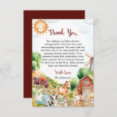 かわいい水の色の農場ベビーシャワー サンキューカード (正面/裏面)