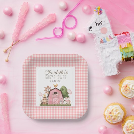 かわいい水の色の農業動物の赤ちゃんシャワー ペーパープレート (パーティー)