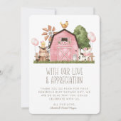 かわいい水の色の農業動物ベビーシャワーありがとう サンキューカード (正面)