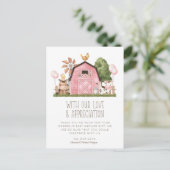 かわいい水の色の農業動物ベビーシャワーありがとう ポストカード (スタンド正面)