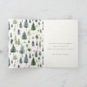 かわいい水の色の雪だるまそれを雪のクリスマス シーズンカード (内部)