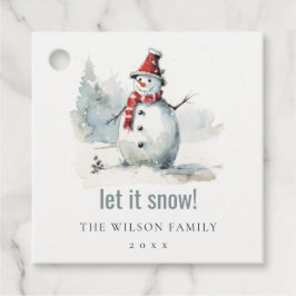 かわいい水の色の雪だるまそれを雪のクリスマス フェイバータグ