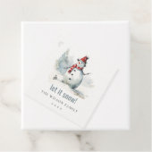 かわいい水の色の雪だるまそれを雪のクリスマス フェイバータグ (インサイチュ)