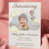 かわいい水の色の雲の写真ベビー誕生 案内状