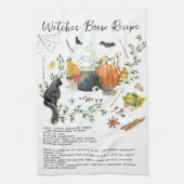 かわいい水の色の魔女ブリューレシピハロウィーン キッチンタオル (縦)