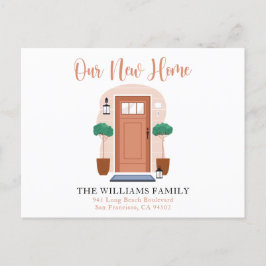 かわいい水の色を私たちの新しい家の動く発表 ポストカード