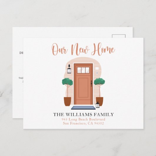 かわいい水の色を私たちの新しい家の動く発表 ポストカード (正面/裏面)