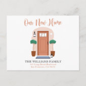 かわいい水の色を私たちの新しい家の動く発表 ポストカード (正面)