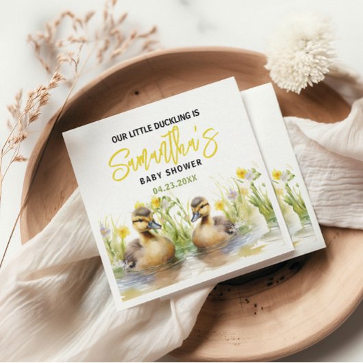 かわいい水の色アヒル男の赤ちゃんシャワー スタンダードカクテルナプキン