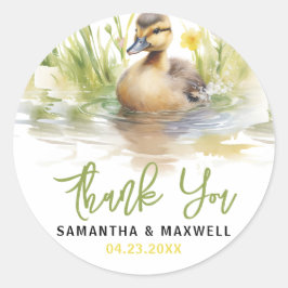 かわいい水の色アヒル男の赤ちゃんシャワー ラウンドシール