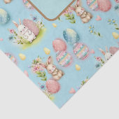 かわいい水の色イースターエッグ、バニーとフローラ 薄葉紙 (詳細)