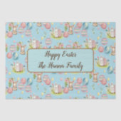 かわいい水の色イースターエッグ、バニーとフローラ 薄葉紙 (正面)