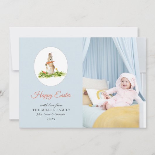 かわいい水の色イースターバニーの写真イースターカード シーズンカード (正面)