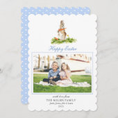 かわいい水の色イースターバニー写真ホリデーカード シーズンカード (正面/裏面)