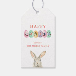かわいい水の色イースターバニー&エッグメッセージカード ギフトタグ