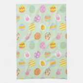 かわいい水の色イースター絵を描卵のパターン緑 キッチンタオル (縦)