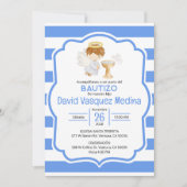 かわいい水の色エンジェルボーイ洗礼スペインのin 招待状 (正面)