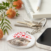 かわいい水の色オッターハートラブアニマルユーモアKe キーホルダー (正面右)