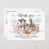 かわいい水の色カントリーファーム動物ありがとう ポストカード (正面/裏面)