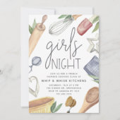 かわいい水の色ガールズナイトアウト料理クラス 招待状 (正面)