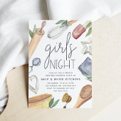 かわいい水の色ガールズナイトアウト料理クラス 招待状