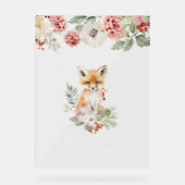 かわいい水の色キツネベビーシャワーへようこそ アクリルサイン (正面)