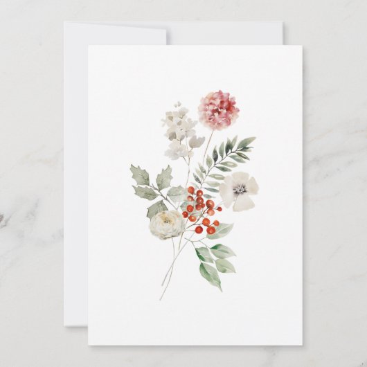 かわいい水の色キツネ冬のベビーシャワー 招待状 (裏面)