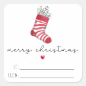 かわいい水の色クリスマスストッキングメリークリスマス スクエアシール