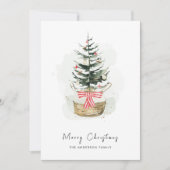 かわいい水の色クリスマスツリーミニマルクリスマス シーズンカード (正面)