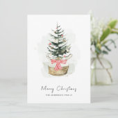 かわいい水の色クリスマスツリーミニマルクリスマス シーズンカード (スタンド正面)