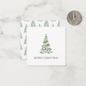 かわいい水の色クリスマスツリー ノートカード (正面/裏面インサイチュ)