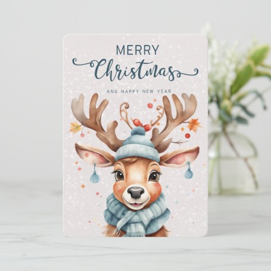 かわいい水の色クリスマストナインダホリデーカード 招待状 (スタンド正面)