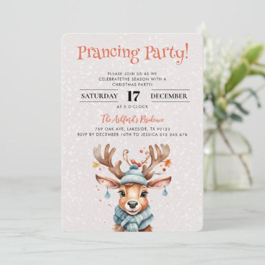 かわいい水の色クリスマストナインダホリデーパーティー 招待状 (スタンド正面)