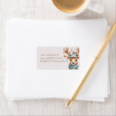 かわいい水の色クリスマストナカイ差出人住所 ラベル (インサイチュ)