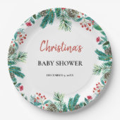 かわいい水の色クリスマスベビーシャワー ペーパープレート (正面)