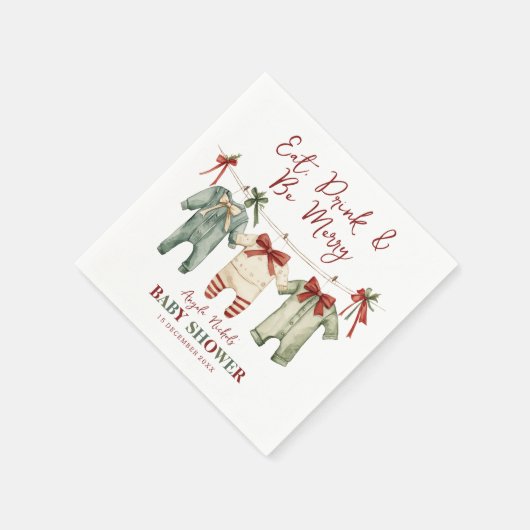 かわいい水の色クリスマスホリデーベビーシャワー スタンダードカクテルナプキン (角)