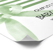 かわいい水の色グリーンボウ赤ちゃんシャワー歓迎サイン ポスター (角)