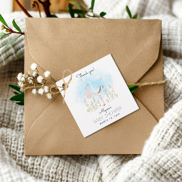 かわいい水の色コウノトリ赤ちゃんシャワー フェイバータグ