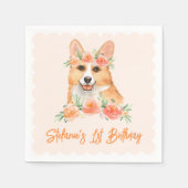 かわいい水の色コギと桃の花誕生日 スタンダードカクテルナプキン (正面)