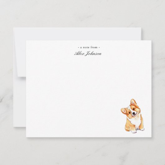 かわいい水の色コルギドッグフラットサンキューカード サンキューカード (正面)