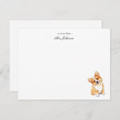 かわいい水の色コルギドッグフラットサンキューカード サンキューカード (正面/裏面)