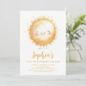 かわいい水の色サンシャインガール1st誕生日 招待状 (スタンド正面)