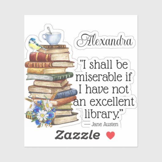 かわいい水の色ジェーンオースティン本の恋人引用文鳥 シール (シート)