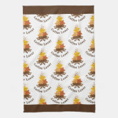 かわいい水の色スターと豆のコーヒー好き キッチンタオル (縦)