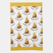 かわいい水の色スターと豆のコーヒー好き キッチンタオル (縦)