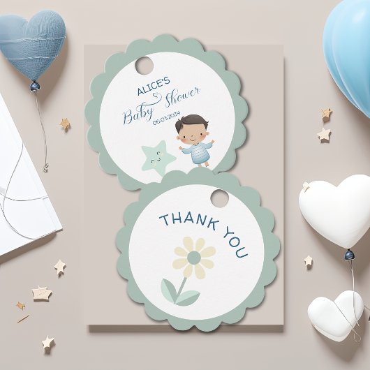 かわいい水の色スターボーイベビーシャワー フェイバータグ