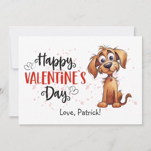 かわいい水の色ストーリーブックパピーハッピーバレンタイン シーズンカード (正面)