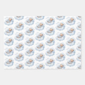 かわいい水の色テディベアとスター ラッピングペーパーシート (正面3)