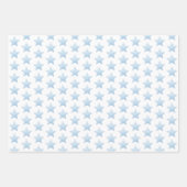 かわいい水の色テディベアとスター ラッピングペーパーシート (正面2)