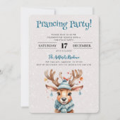 かわいい水の色トナカイのクリスマスホリデーパーティー 招待状 (正面)